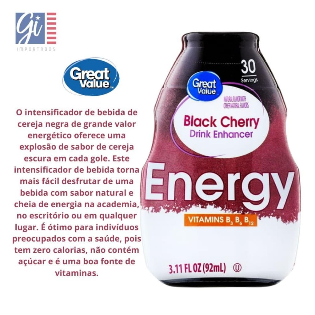 Saborizador de Bebidas - 92ml - Black Cherry Energy