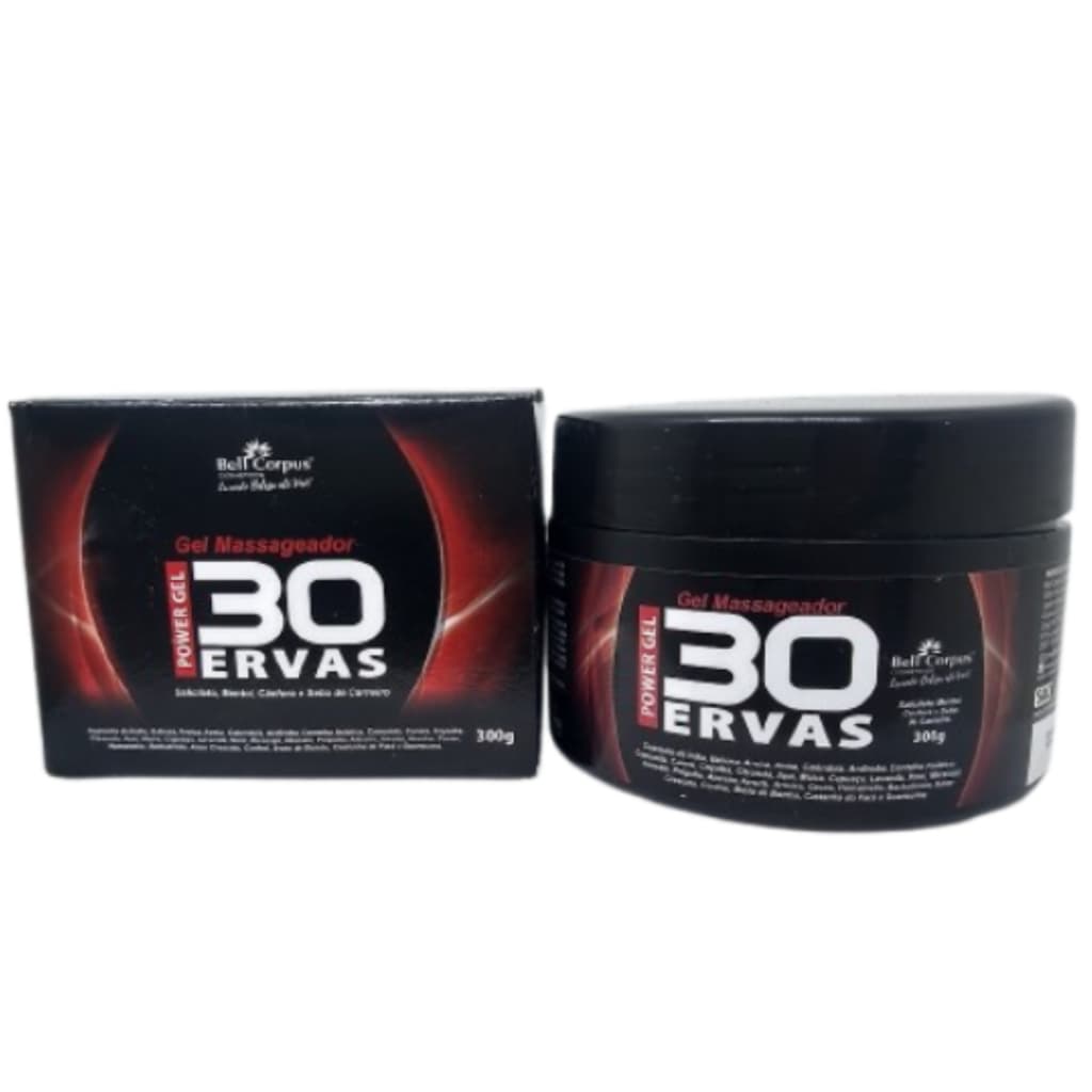 Kit 2 potes  Power Gel 30 Ervas 300gr -  massageador -Bell Corpus