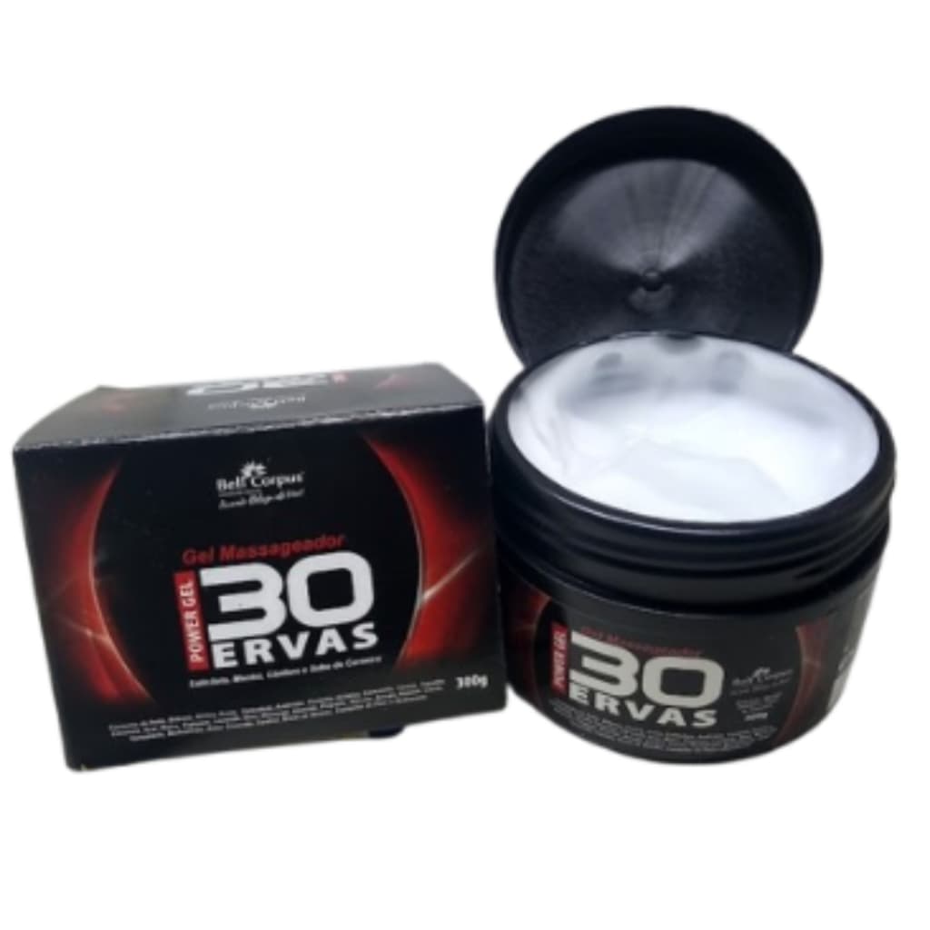 Kit 10 potes Power Gel 30 Ervas 300gr -  massageador -Bell Corpus