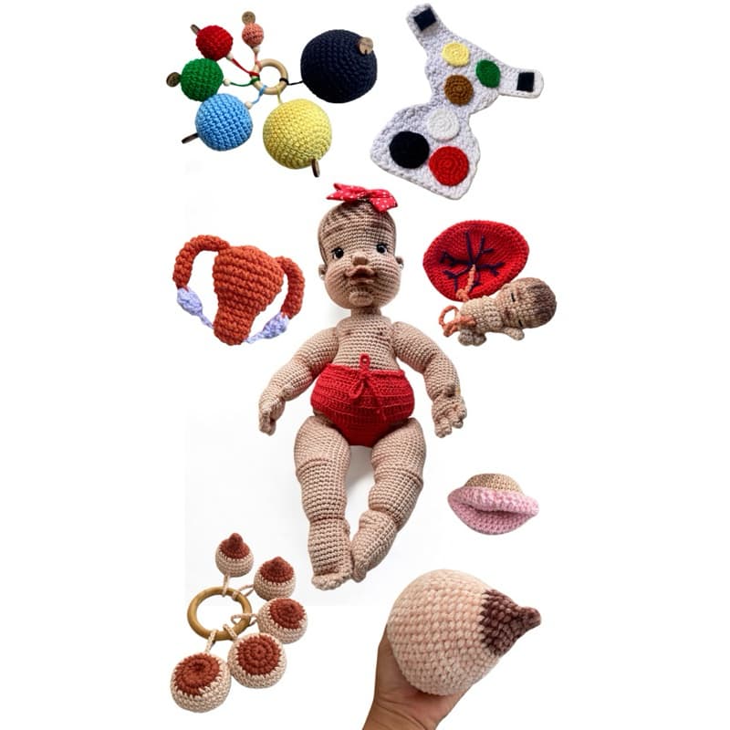 Kit completo didático educação perinatal consultoria de amamentação doula enfermagem obstétrica em amigurumi crochê