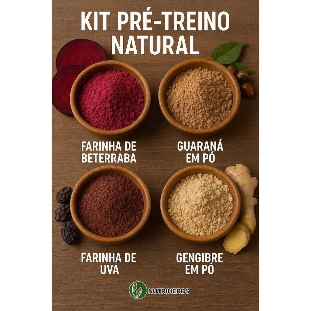 KIT PRÉ-TREINO NATURAL SUPLEMENTO FIT TOTAL 800g