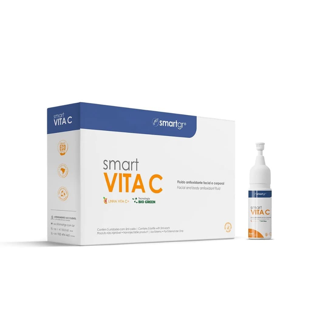 Smart Vita C 5 x 5ml Vitamina C e Ácido Hialurônico - Smart GR