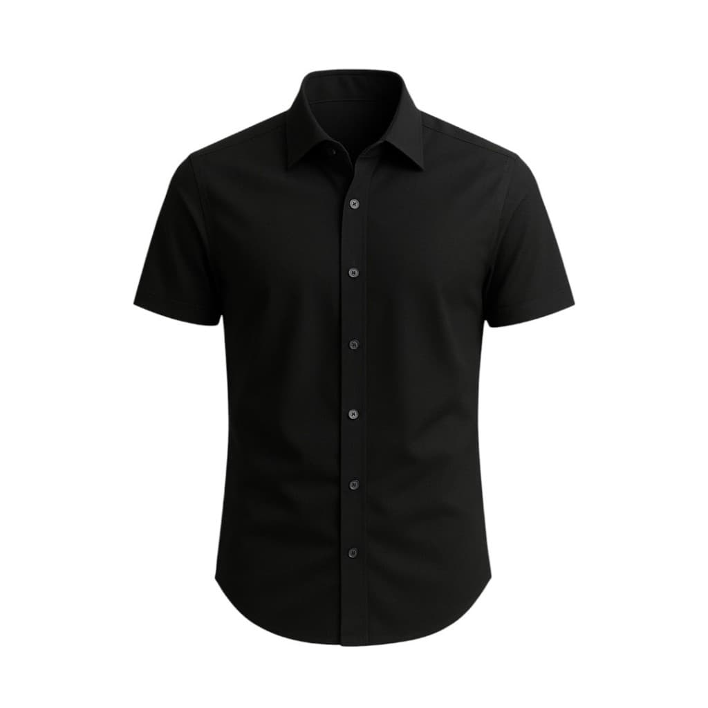 Camisa Manga Curta Slim Fit Masculina Social Casual Executiva Premium Preta