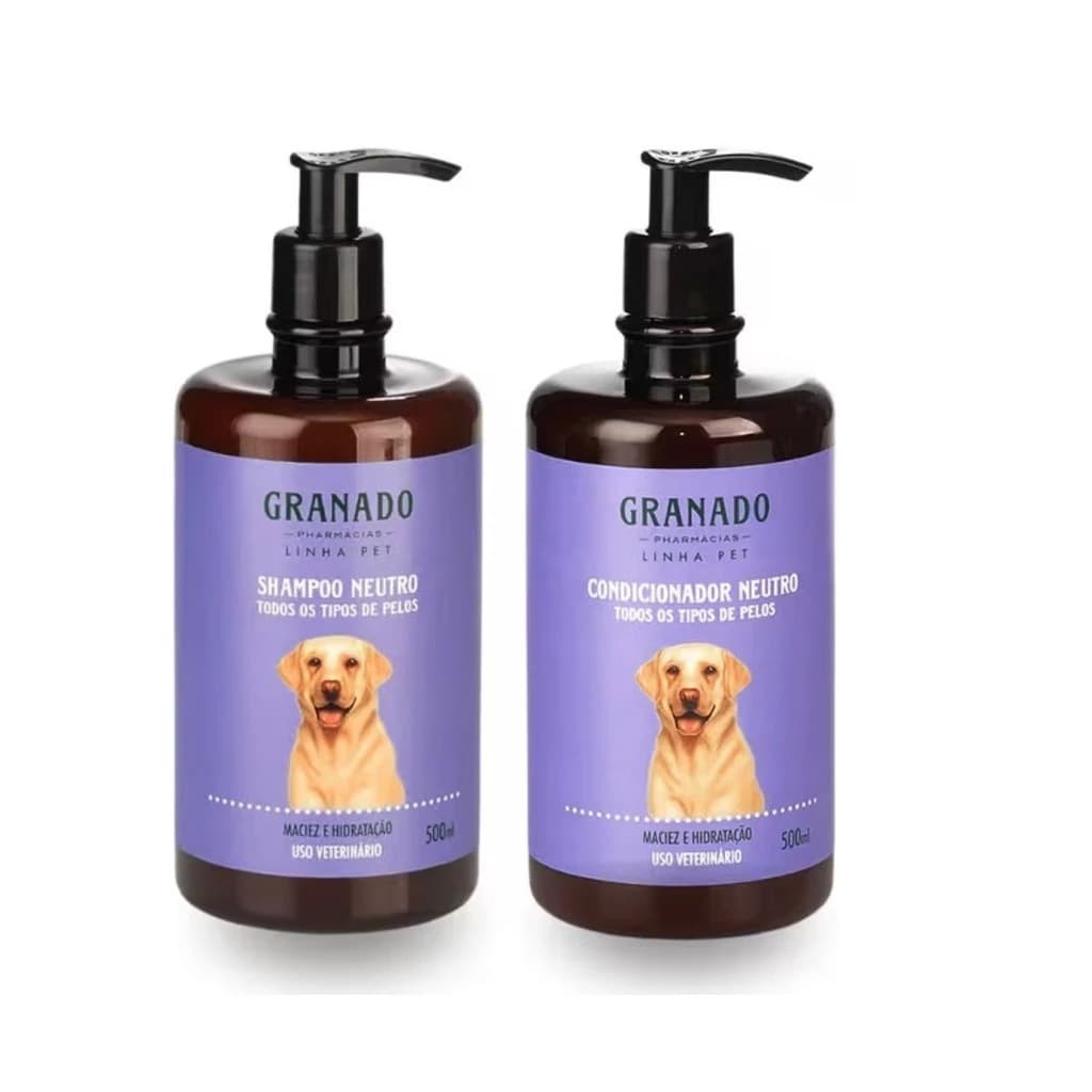 Kit Shampoo e Condicionador Neutro Granado Pet para Cães e Gatos 500ml