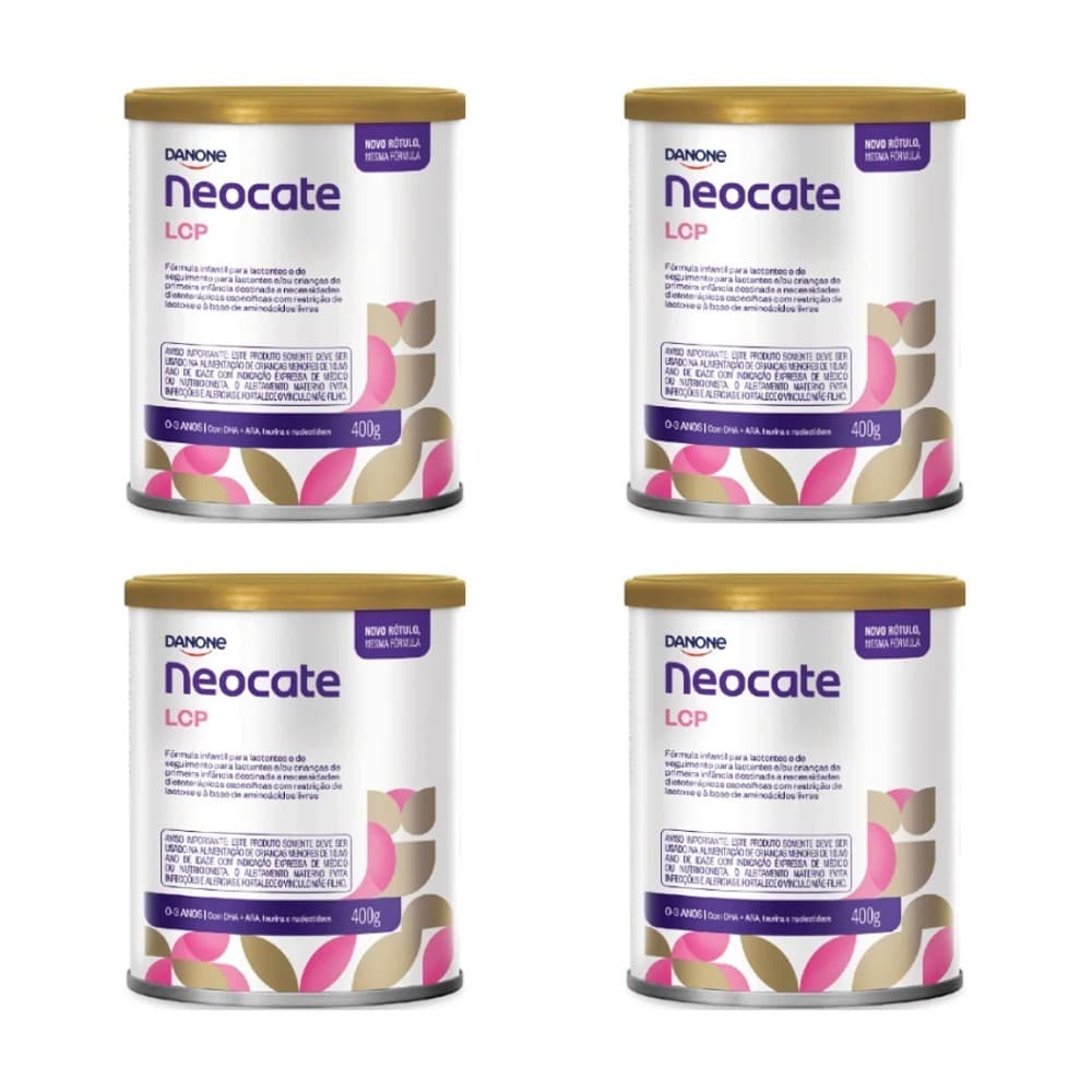Neocate LCP Danone 400g - Kit com 4 Latas - Fórmula Infantil Original Lacrada com Nota