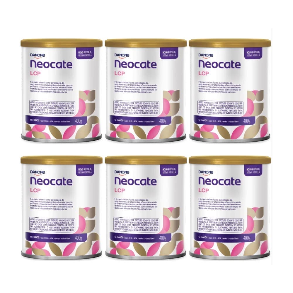 Neocate LCP Danone 400g - Kit com 6 Latas - Fórmula Infantil Original Lacrada com Nota