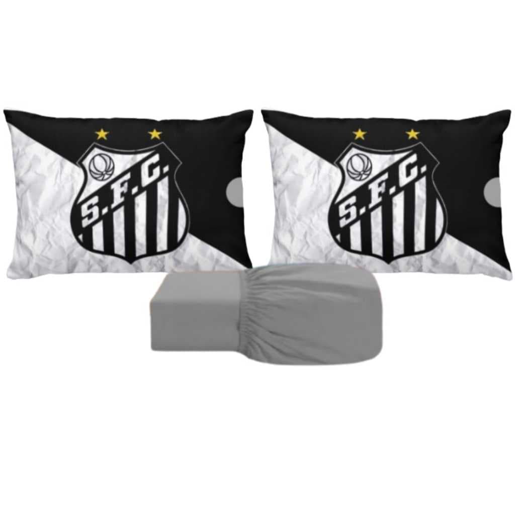 JOGO DE LENÇOL CASAL DE LUXO 3 PEÇAS SANTOS OFC FRONHA TRAVESSEIRO LENÇOL DE ELASTICO TIME SANTOS