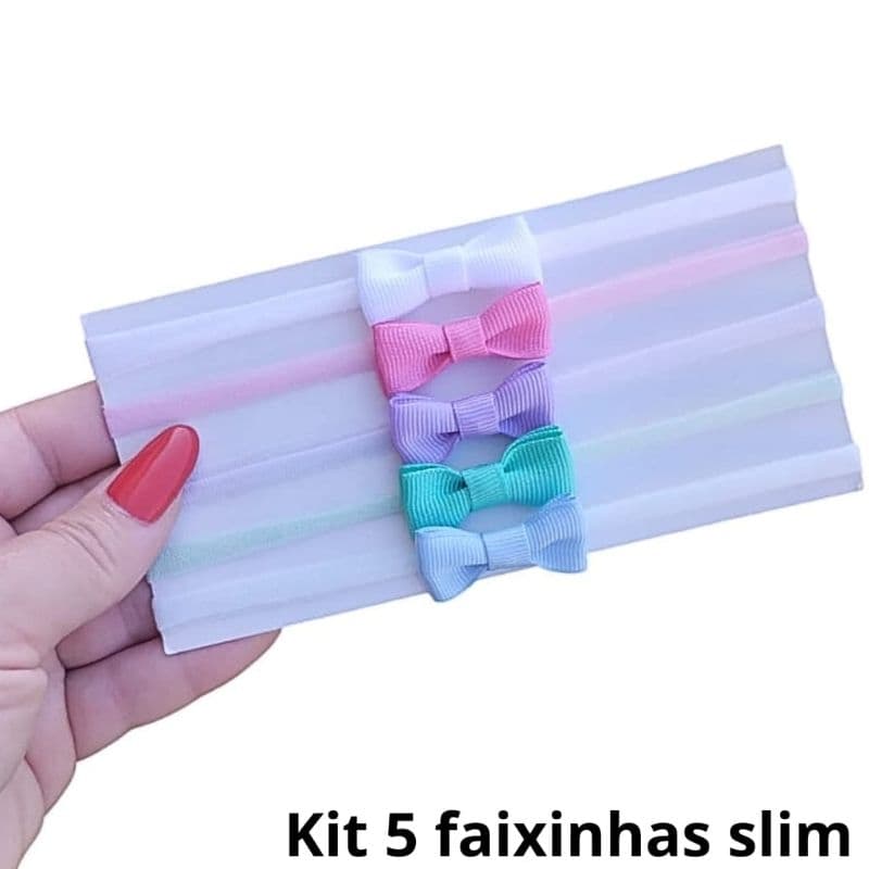 kit 5 faixas de bebe tiara recém nascido slim Faixa De Seda Menina Saída De Maternidade Enxoval Laço Laco Lacinhos Bebê