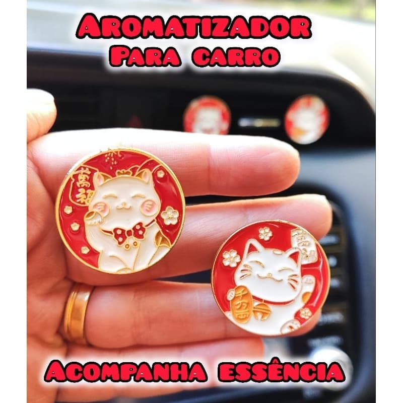 Kit Clip Aromatizador Para Carro Gato Japonês Metal Aromaterapia Cheirinho Para Carro Recarregável