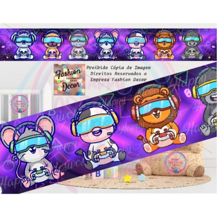 Faixa Adesiva Decorativa Controle Playstation Jogo De Video Game Console Decoração Colante Gamer