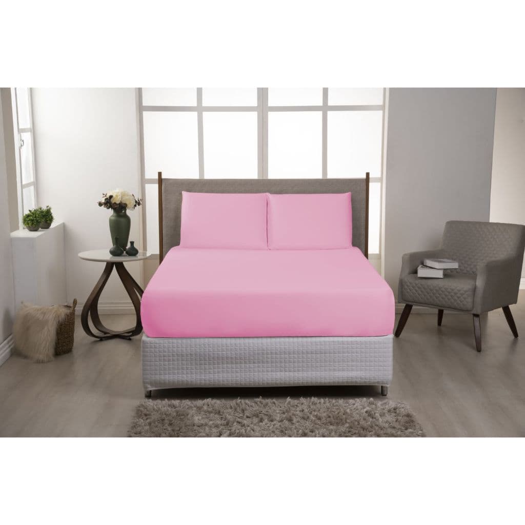 Kit Jogo de Lençol Casal 30CM Altura   100% Poliéster 03 Peças Jogo de Cama Box