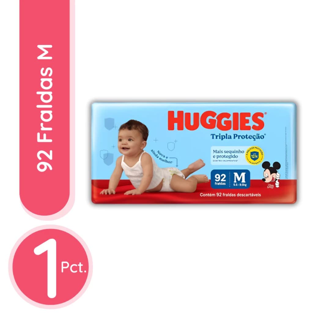 Fralda Huggies Tripla Proteção M - 1 Pacote / 92 Fraldas ENVIO JA PROMOÇÃO