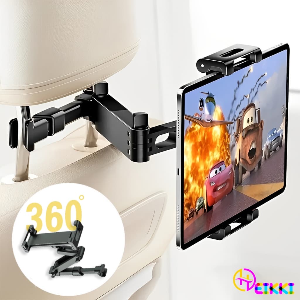 Suporte Para Celular Tablet Encosto Cabeça De Carro Assento Traseiro Com Braço Estendido 3 Em 1 Rotação 360 Graus Ajus