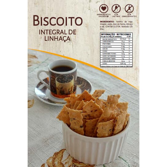 BISCOITO INTEGRAL TERRA E SOL | MULTIGRÃOS, LINHAÇA, GERGELIM E OUTROS | SNACK SAUDÁVEL | SEM CONSERVANTES