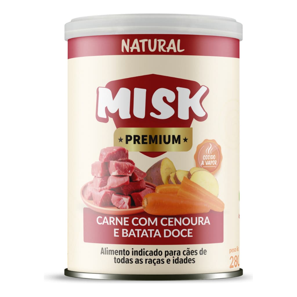 Ração Úmida Natural Misk Cães Cachorros Frincassê de Frango Legumes e Carne com Cenoura Batata Doce