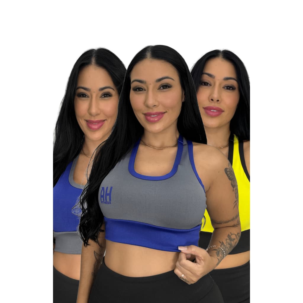 Kit 3 Top Fitness Feminino com Bojo Removível Nadador Academia Roupa Feminina