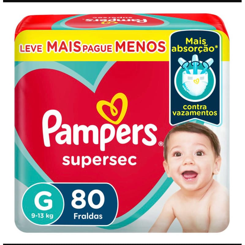 Pampers Supersec pacote de fraldas tamanho G com 80 unidades