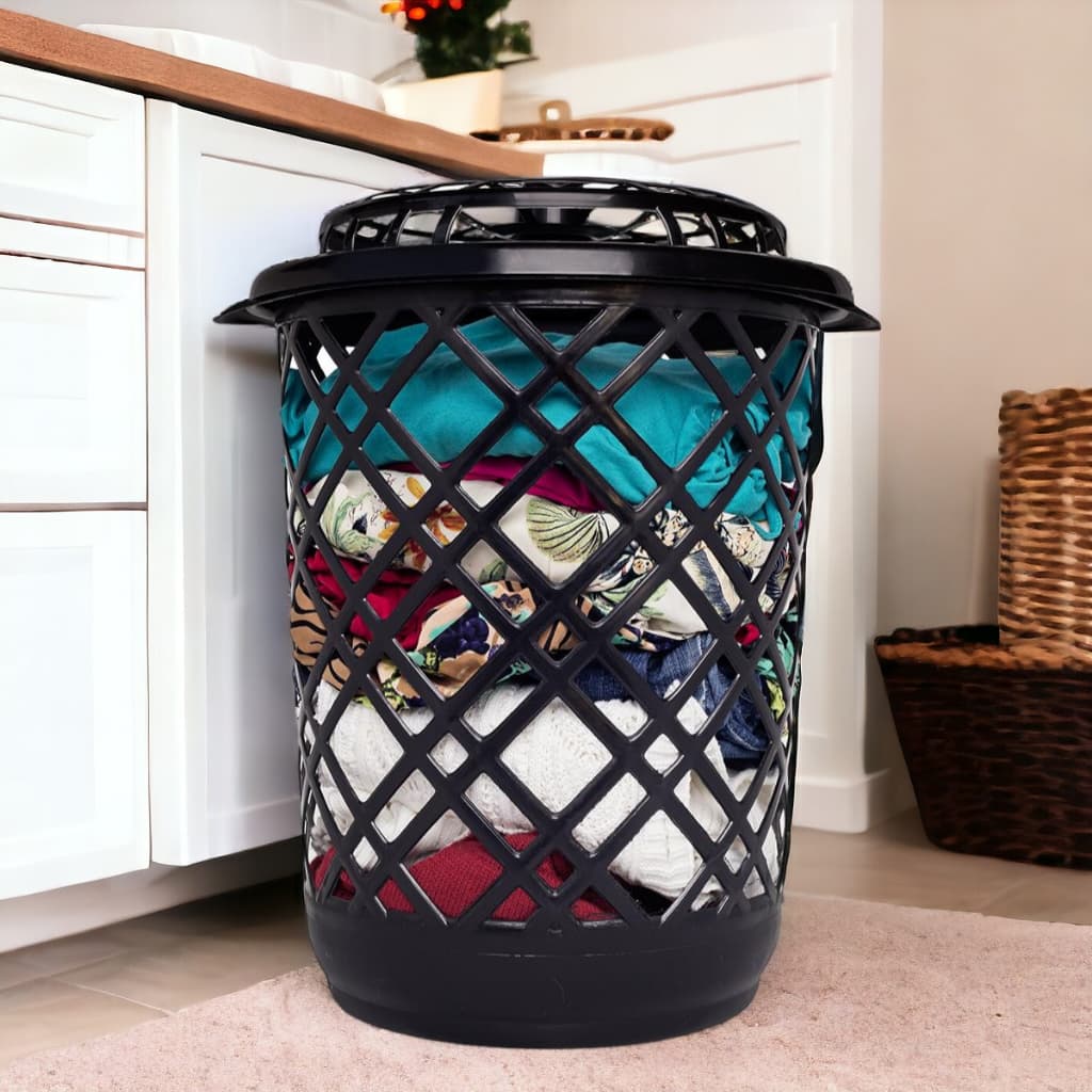 Cesto de Roupa Suja Grande 30 L Em Plástico Multiuso Para Banheiro Lavanderia