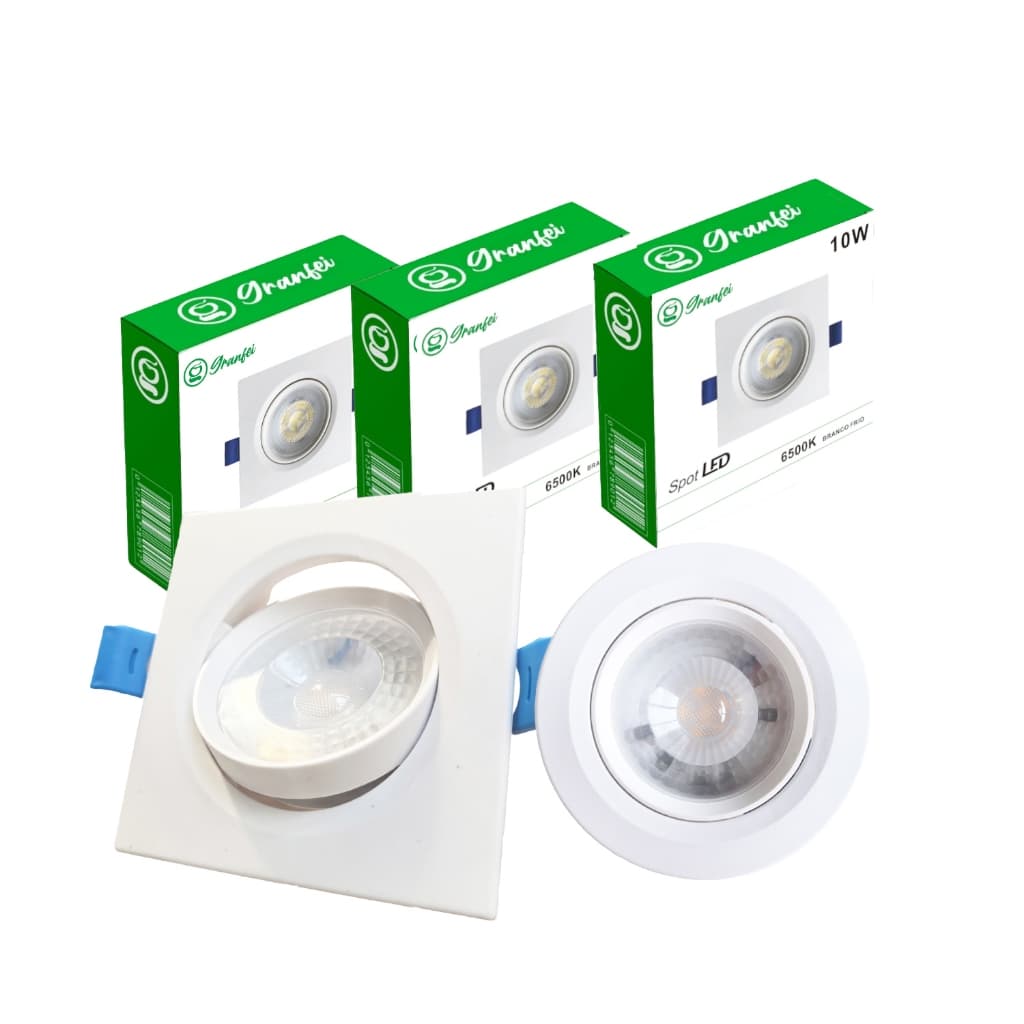 Luminária Led Spot 5w 7w 10w Quadrado Redondo Branco Embutir Branco Frio Neutro Quente Bivolt NOVA2