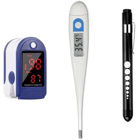 Kit Enfermagem Oxímetro Dedo + Termômetro + Lanterna Clinica | Saúde Fisioterapia