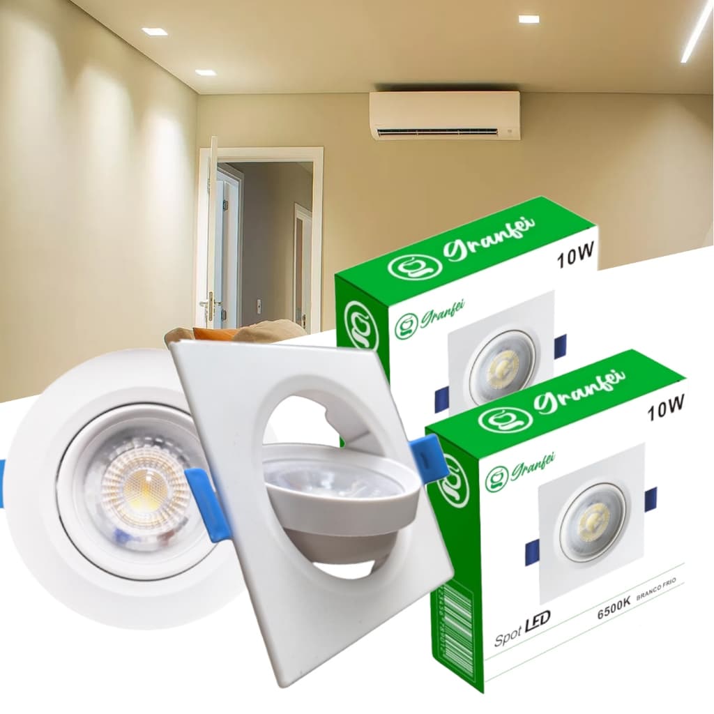 Luminária Led Spot 5w 7w 10w Redondo Quadrado Embutir Quente Frio Neutro Bivolt ENG