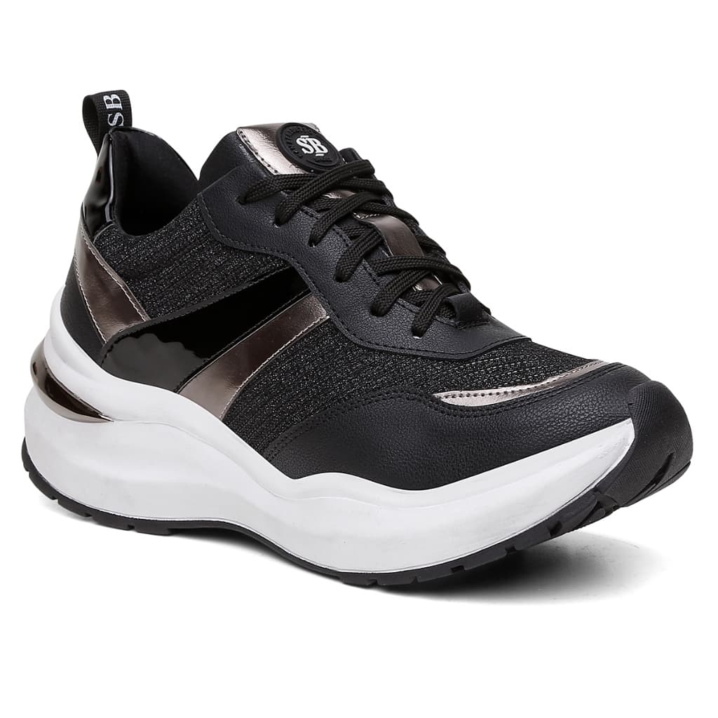 Tênis Sneaker SB Shoes Flatform Confortável Estiloso Plataforma Preto Onça Zebra