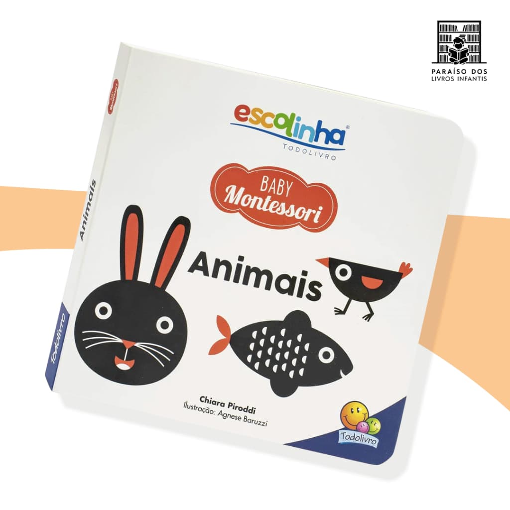 Livro Infantil Baby Montessori Contrastes Alto Contraste Preto e Branco para Bebês 0+