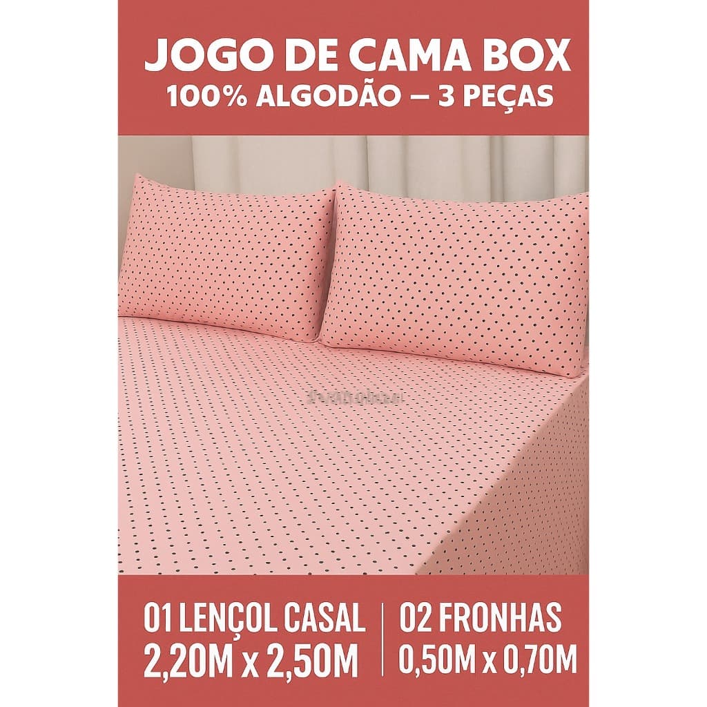 Jogo de Lençol Casal 100% Algodão- 3 Peças. Super conforto
