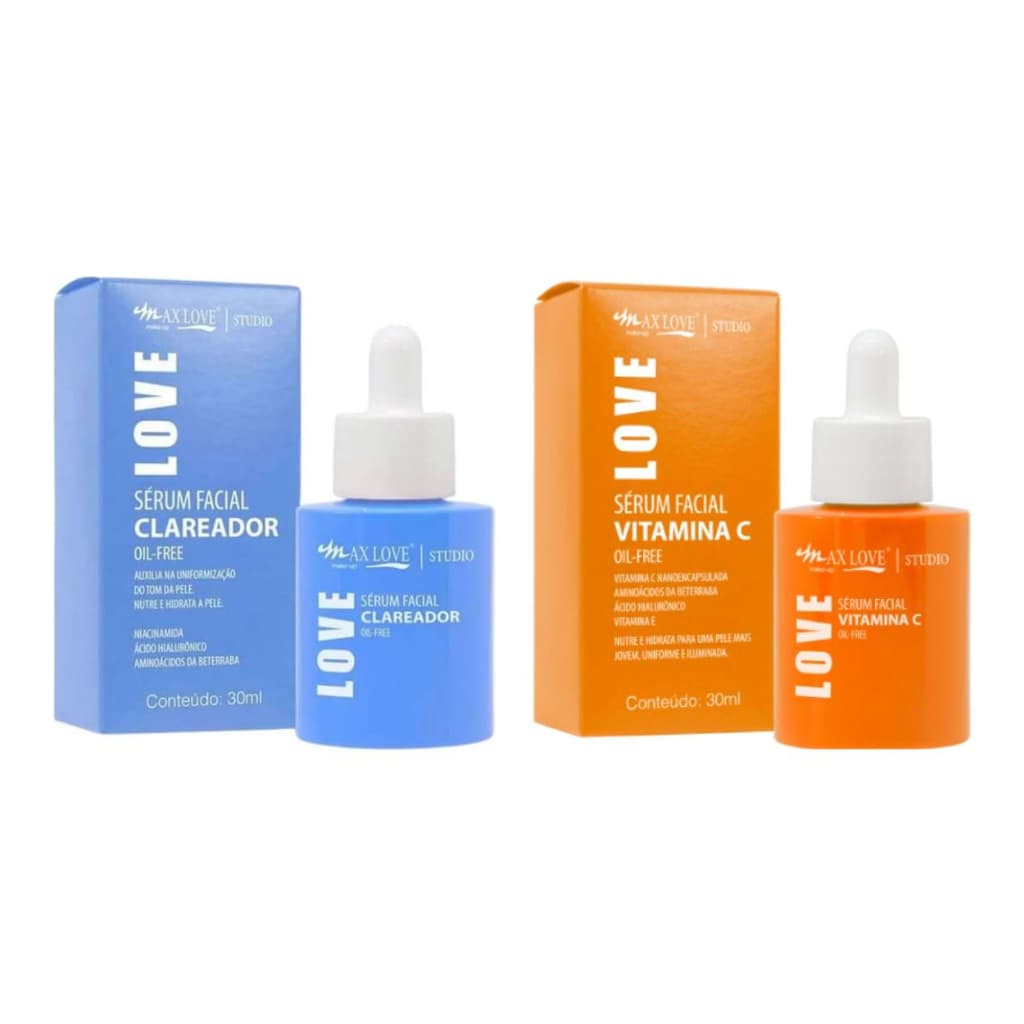 Kit C/ 2 Sérum Max Love Vitamina C + Sérum Clareador 30ml