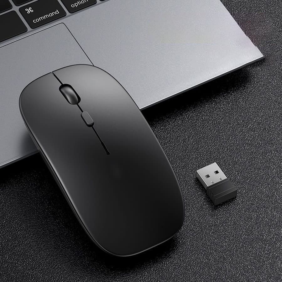 Mouse de carregamento de modo duplo Bluetooth sem fio Mouse recarregável de escritório silencioso