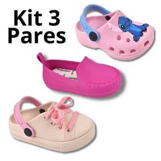 kit com 3 pares de babuche infantil para menina. Confortável. Lucks calçados