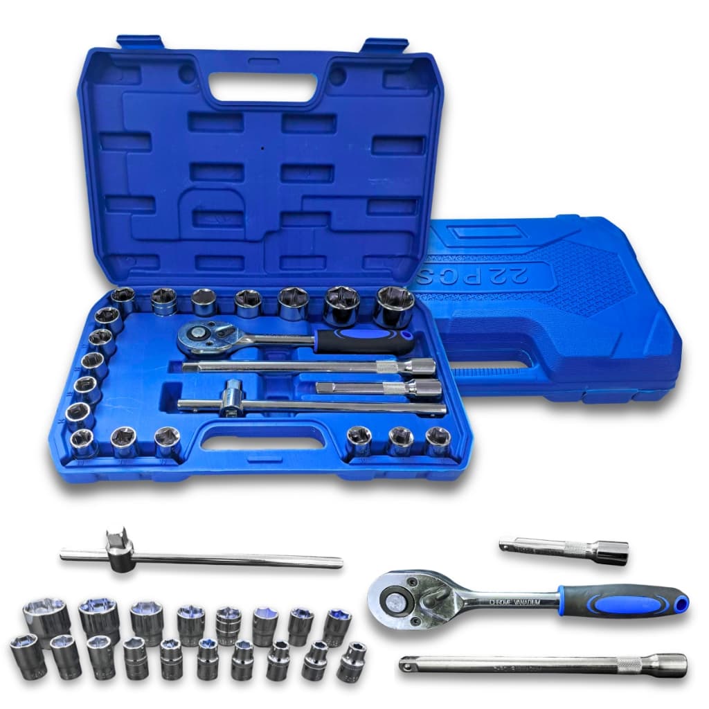Jogo Soquetes 22 Peças 8 A 32mm Kit De Ferramentas Completo Com Maleta
