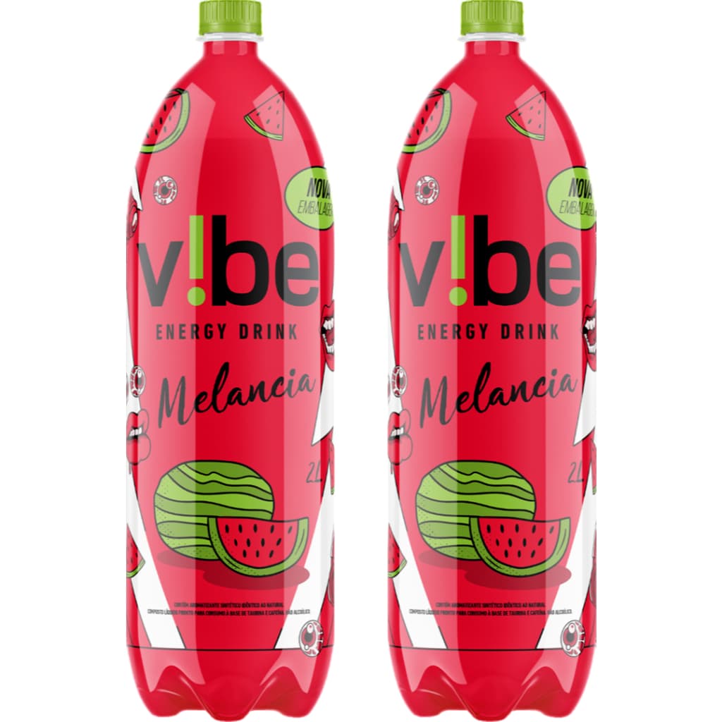 Energético Vibe Energy Drink Melancia 2L - Kit C/ 2 Unds