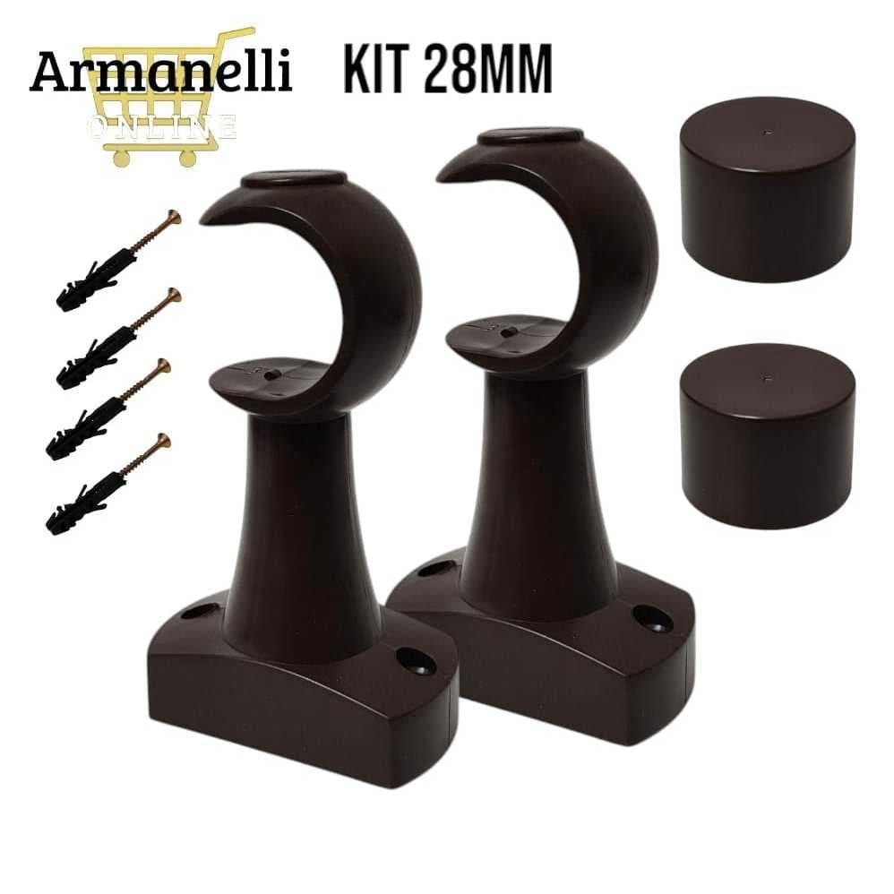 Kit Suportes Para Varão de Cortina com ponteiras - Completo 19 ou 28mm Grosso/Fino