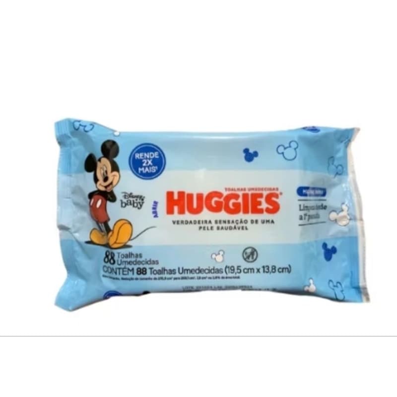 lenço umidecidas Huggies tripla proteção 88 unidades.