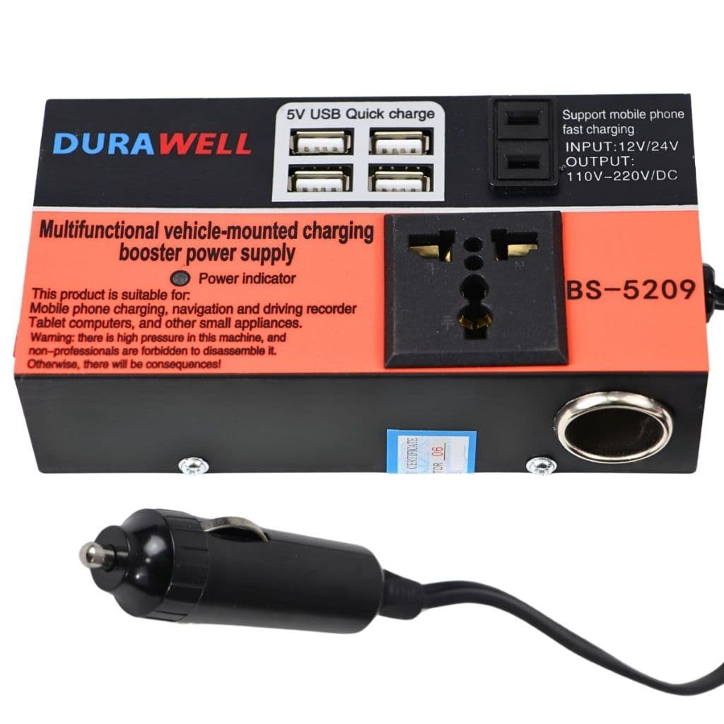 Inversor veicular 12V Gera só 110V - 24V Gera só 220V | Fonte com USB e Tomada Somente DC até 150W.