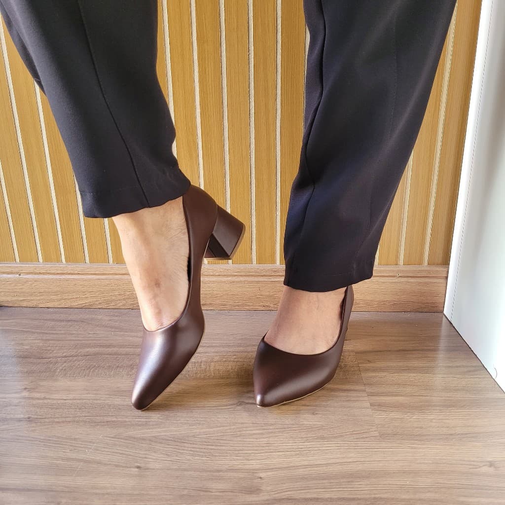 Scarpin Feminino Salto Bloco 5cm Confortável Elegante Trabalho Milithy Calçados