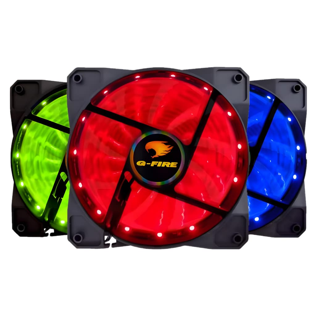 Fan Cooler Gamer 120mm com LED Fixo – Cores Vermelho, Azul ou Verde – Silencioso, 4 Pinos Molex