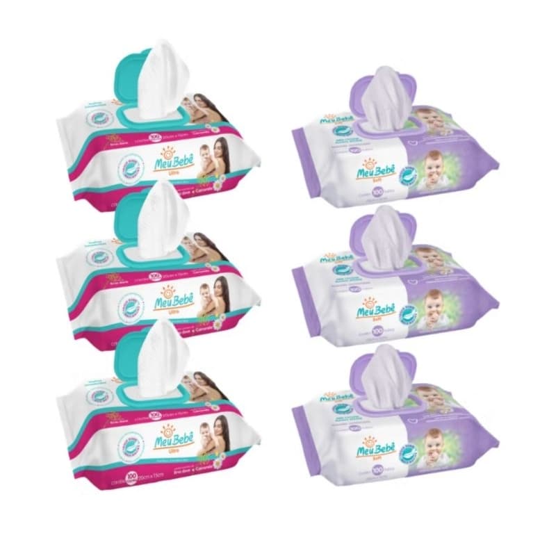 Kit Toalha Umedecida Meu Bebê 600 Folhas - Misto Ultra e Soft infantil kids