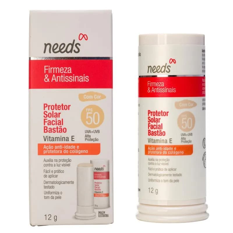 Protetor Solar Facial Needs Firmeza & Antissinais FPS 50 Bastão 12g