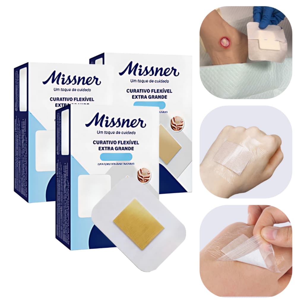 Kit 30 Curativos  Band Aid Flexível Extra Grande Transparente Missner