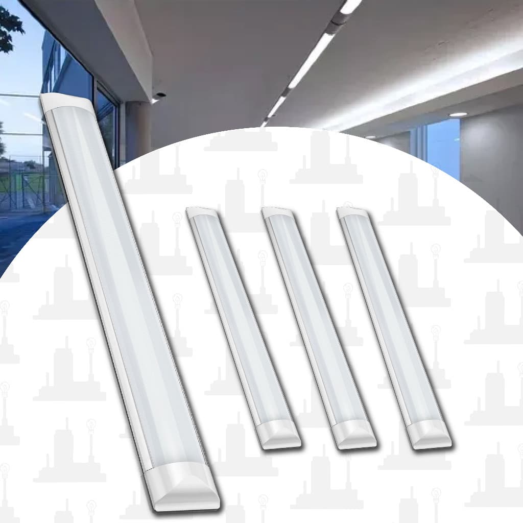 kit 4 Luminária Linear Led 18w 60cm branco/ amarelo/ neutro Tubular slim Sobrepor LED FACTORY