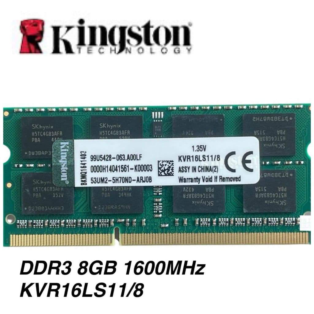 MEMÓRIA RAM DDR3 8G 1600MHZ NOTEBOOK KVR16LS11/8 KINGSTON