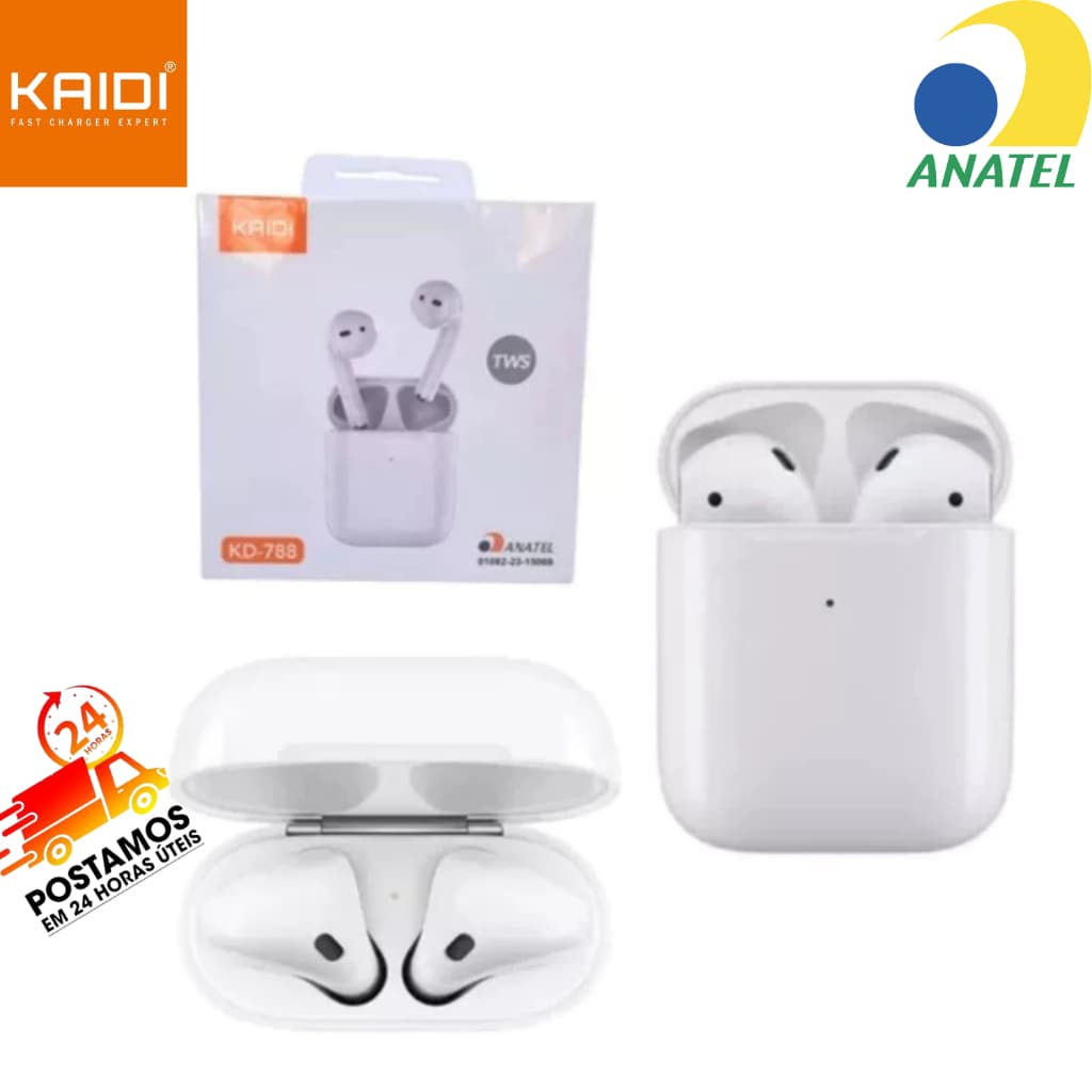 Fone de ouvido Bluetooth sem fio Tws Kaidi Kd-788 Original Barato Com Microfone + Case Promoção