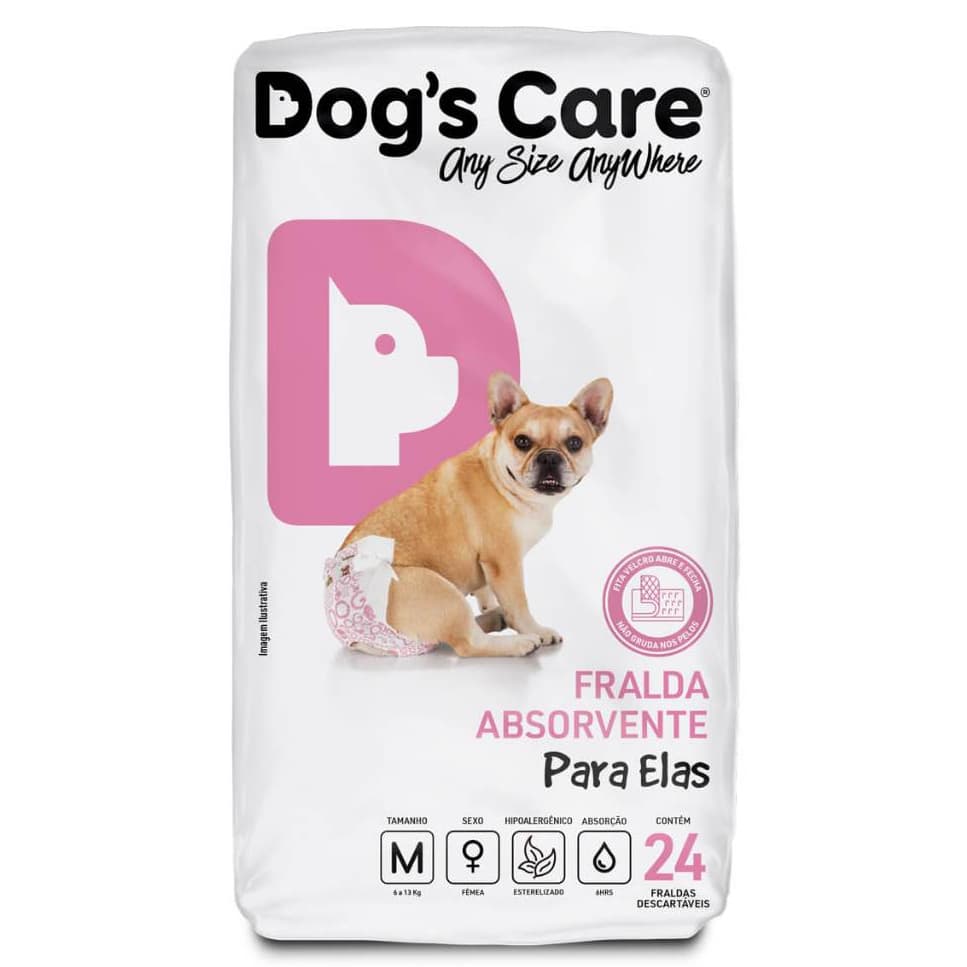 Fralda Descartável Higiênica P/ Cães Fêmea Dogs Care M 24 Un