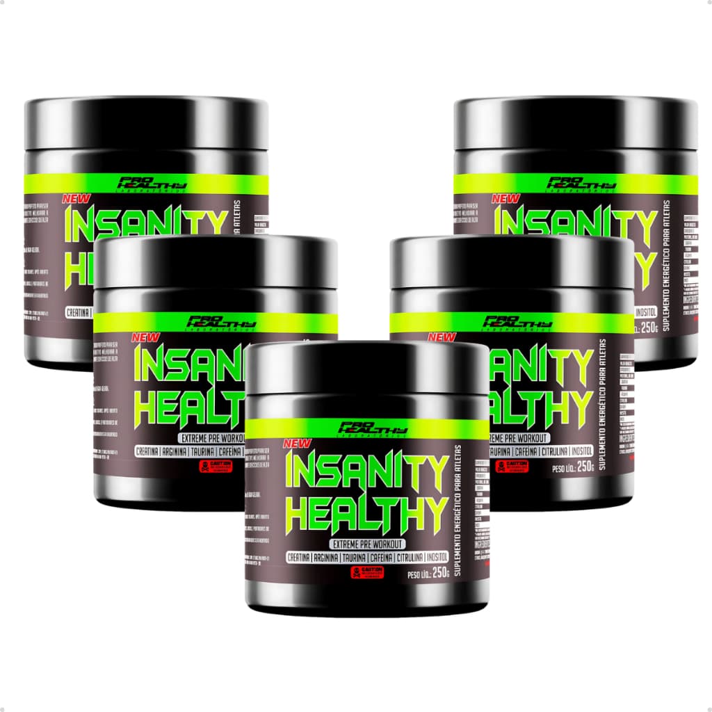 Kit 5 Pré Treino Potes 250g Insanity - Pro Healthy
