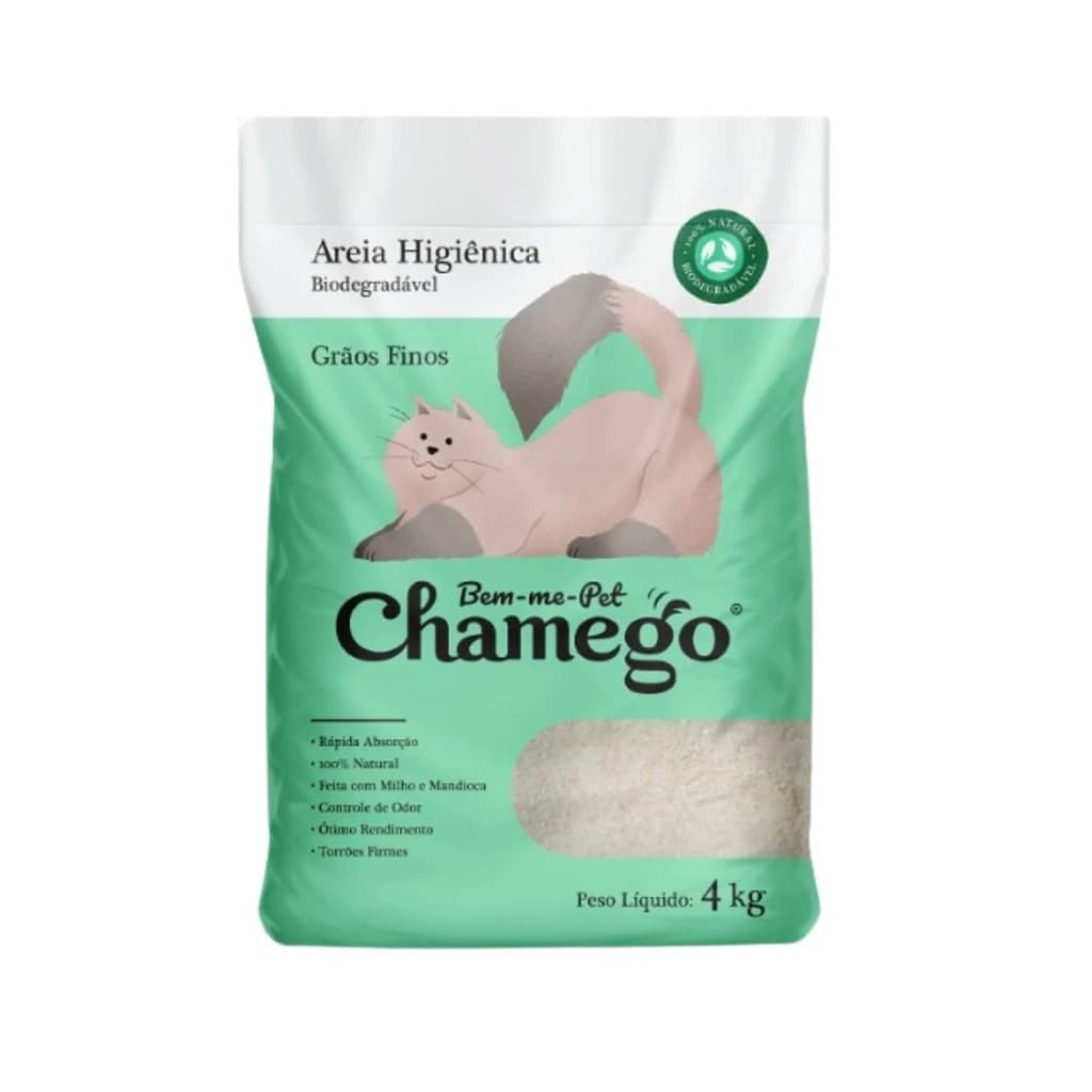 Areia de Gato Higiênica Sanitária CHAMEGO Grãos Finos 4KG