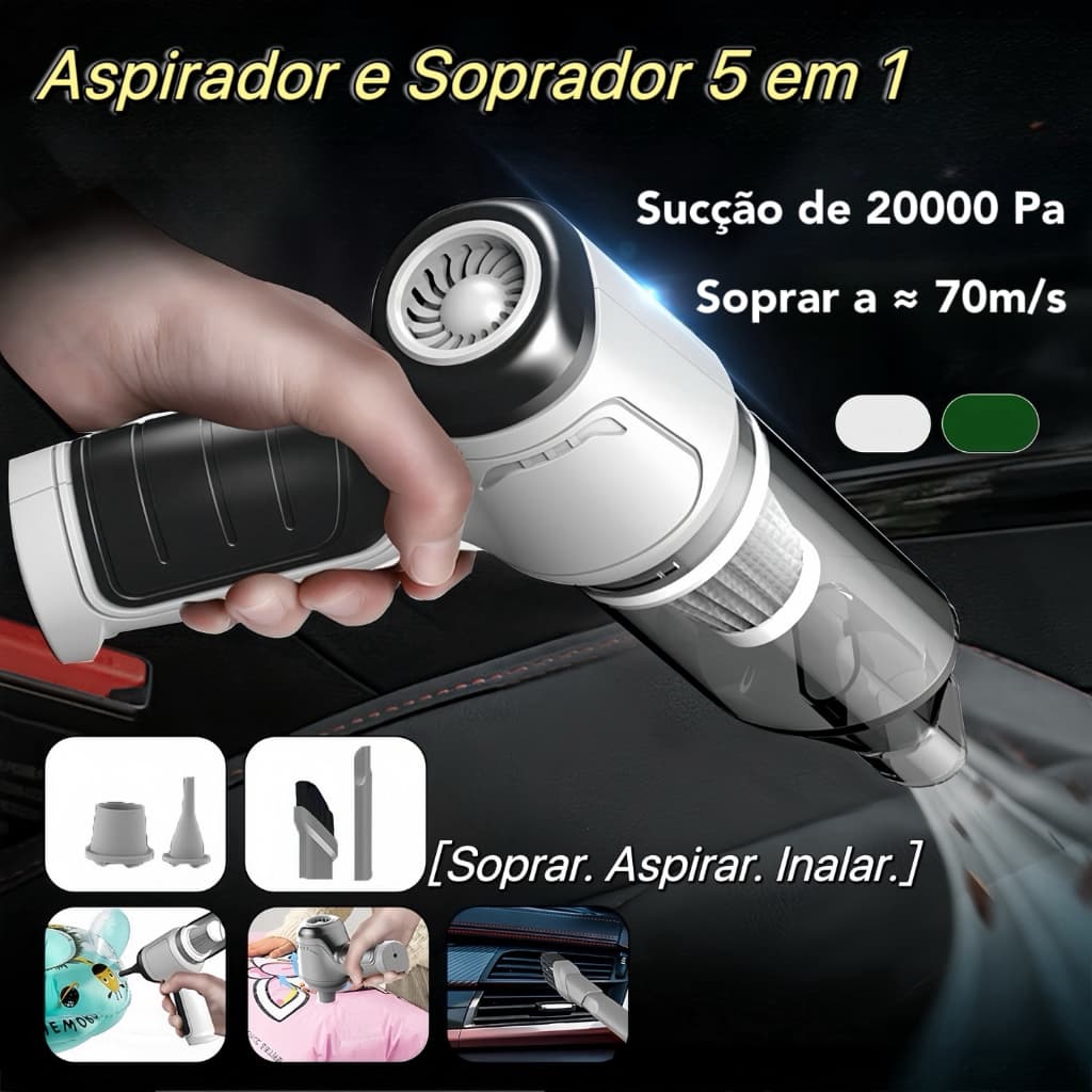 Aspirador E Soprador Portátil 5 Em 1-Alta Potência Multifuncional Para Limpeza Completa