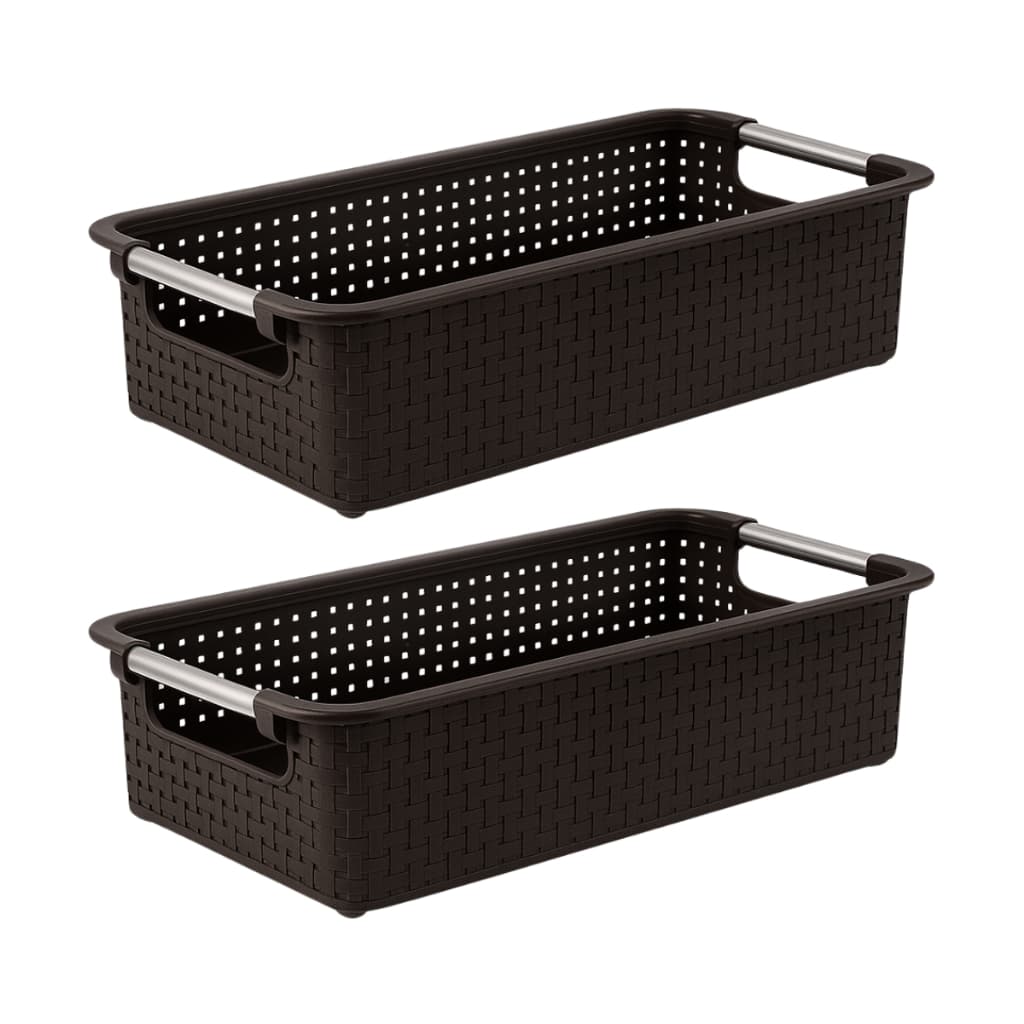 Jogo 2 Cestos Rattan Niquelart para Banheiro Quarto e Escritório N659