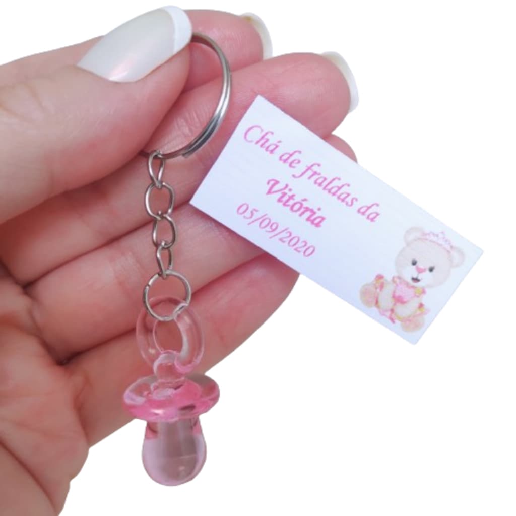 100 Mini Chupeta Chaveiro, Tags, Embalagens - Lembrancinhas Chá De Bebê Chá de Fraldas Nascimento Menina